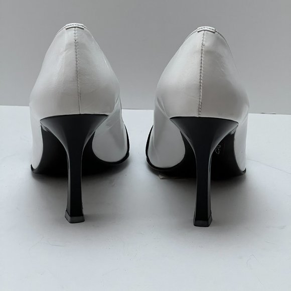 ❤️NEW❤️ Migliorini White Italian Leather Heels Luxury Stiletto Italy Size 37 - Picture 7 of 10